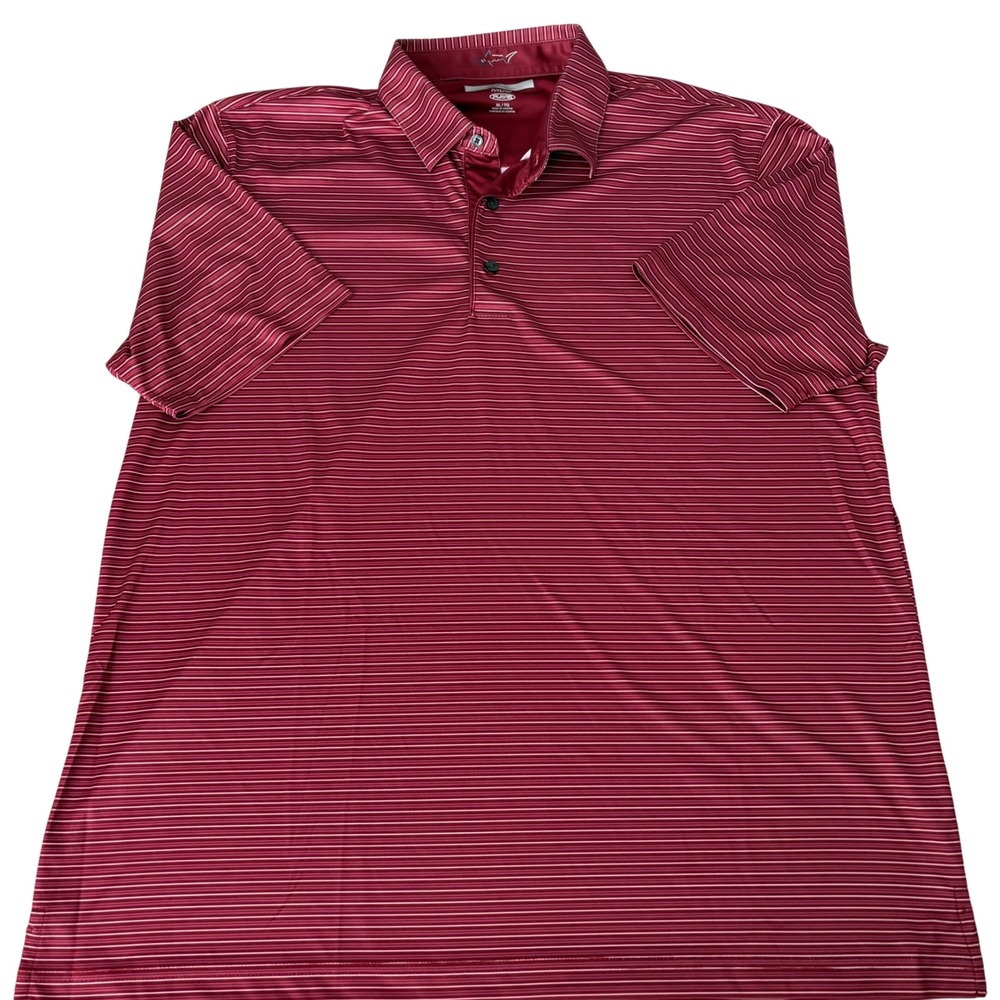 Greg Norman ML75 Play Dry Golf Polo Mens XL Burgundy Maroon Striped Short Sleeve